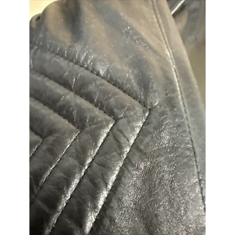 Women Harley Davidson Leather Motorcycle Jacket Med Back Embroidered Zip Quilted